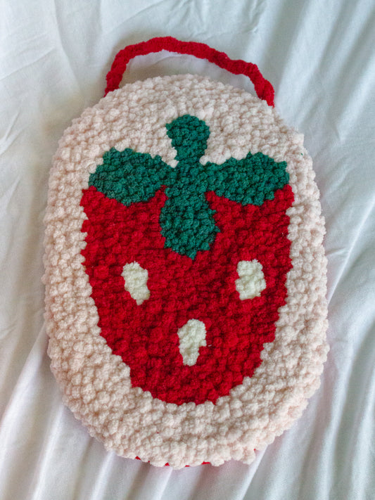 Strawberry Punch Needle Capsule Wall Hanging